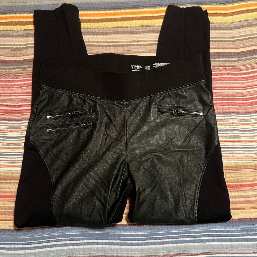 Nygard Slims‎ Black Faux Leather Panel Leggings M/M 10-12